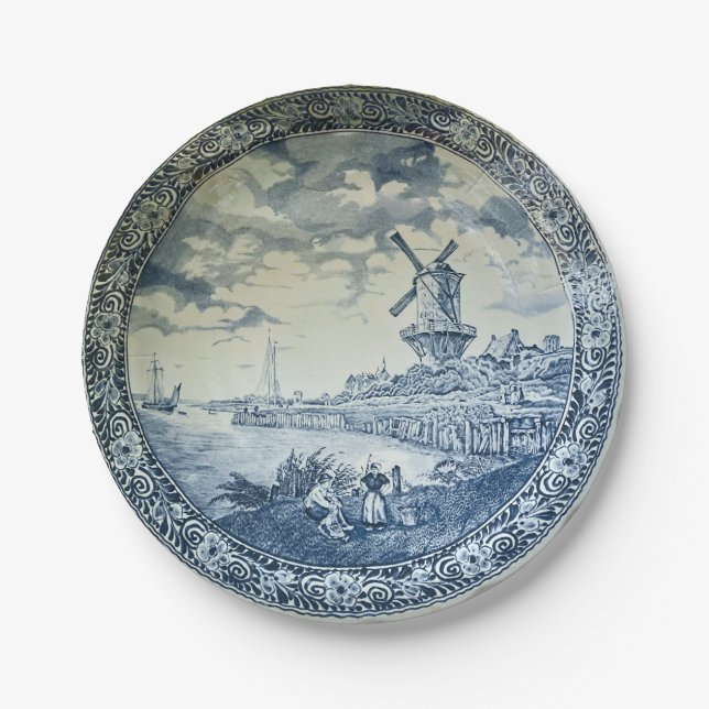 Assiettes En Carton Plaque hollandaise Blue Delft (Devant)