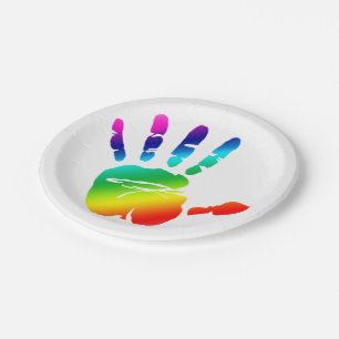 Assiettes En Carton Plaque main Rainbow