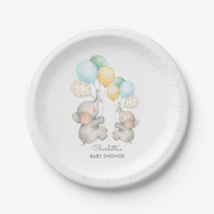 Assiettes En Carton Plaque moderne Pastel Elephant Baby shower 7"