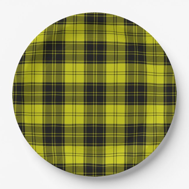 Assiettes En Carton Plaque noire jaune tartan MacLachlan (Devant)