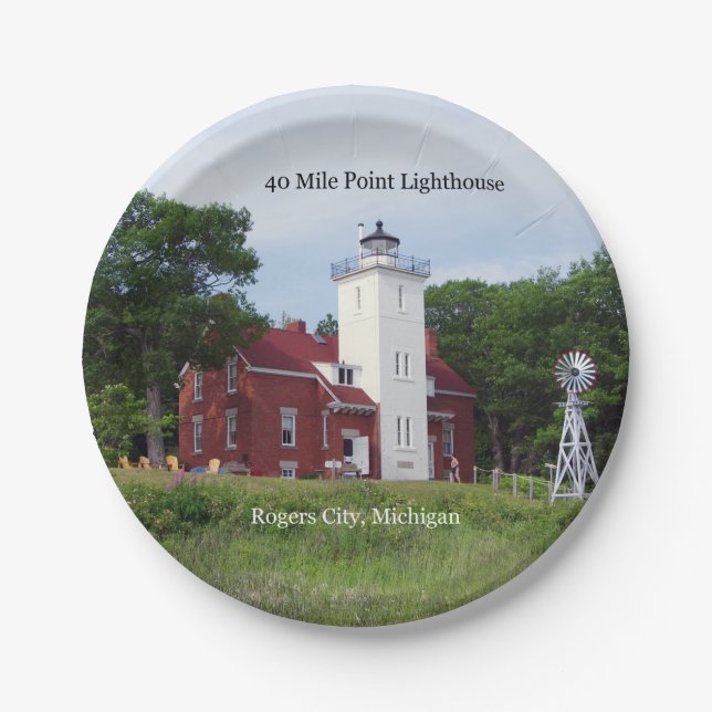 Assiettes En Carton Plaque papier 40 Mile Point Lighthouse (Devant)