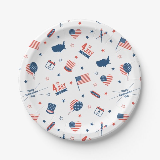 Assiettes En Carton Plaque papier 4 juillet Amérique (Devant)