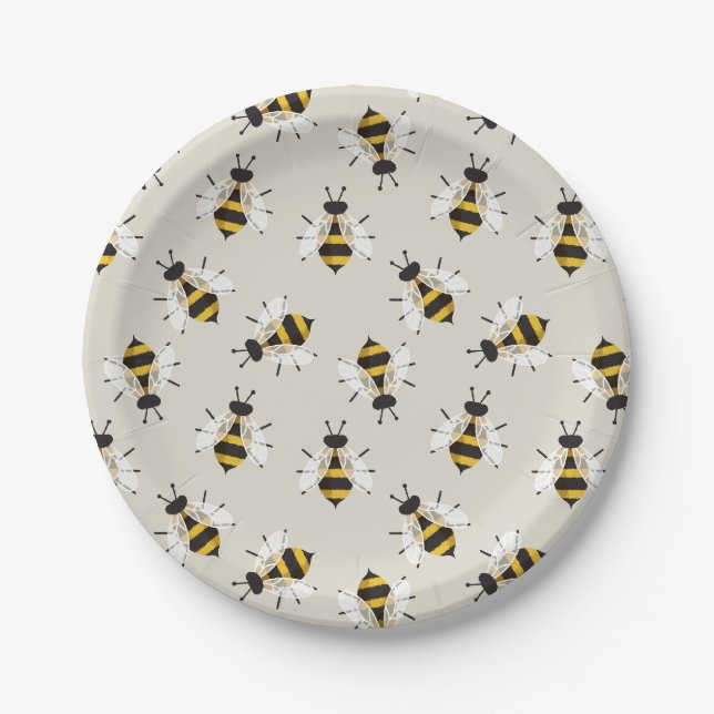 Assiettes En Carton Plaque papier à motif d'illustration d'abeille (Devant)