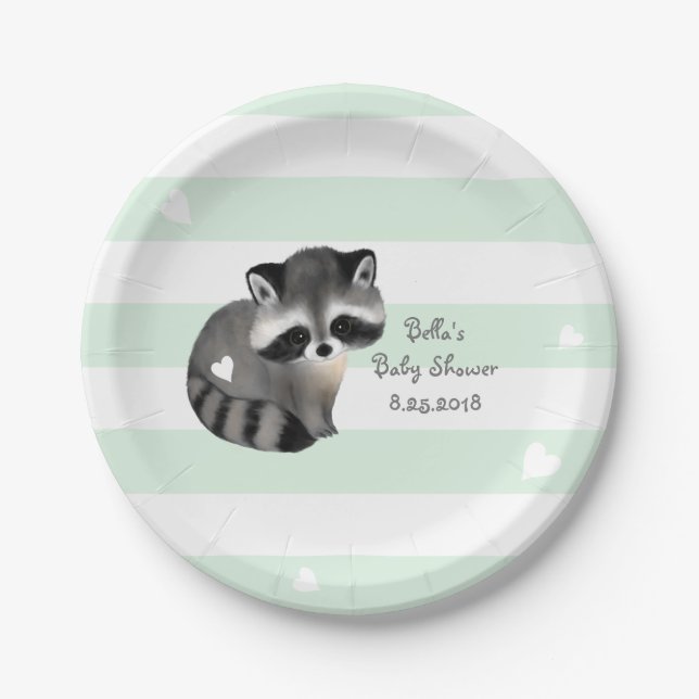 Assiettes En Carton Plaque Papier à papier pour raccoon de coeur (Devant)