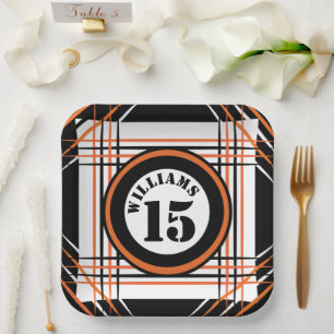 Assiettes En Carton Plaque papier à thème Orange & Black Sports