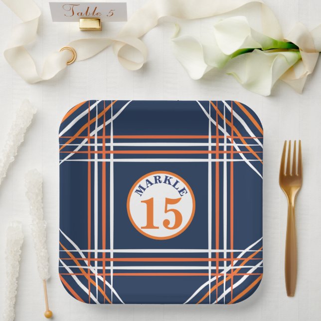 Assiettes En Carton Plaque papier à thème Orange et Blue Sports (Mariage)