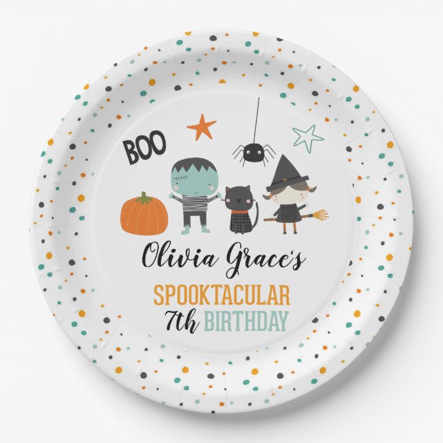 Assiettes En Carton Plaque papier Anniversaire de enfant Halloween Spo (Devant)