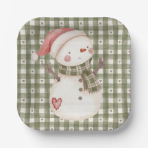 Plaque papier avec Motif mignon et Snowman