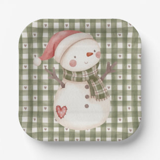 Assiettes En Carton Plaque papier avec Motif mignon et Snowman