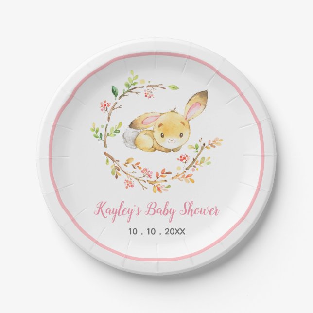 Assiettes En Carton Plaque papier Baby shower Bunny (Devant)