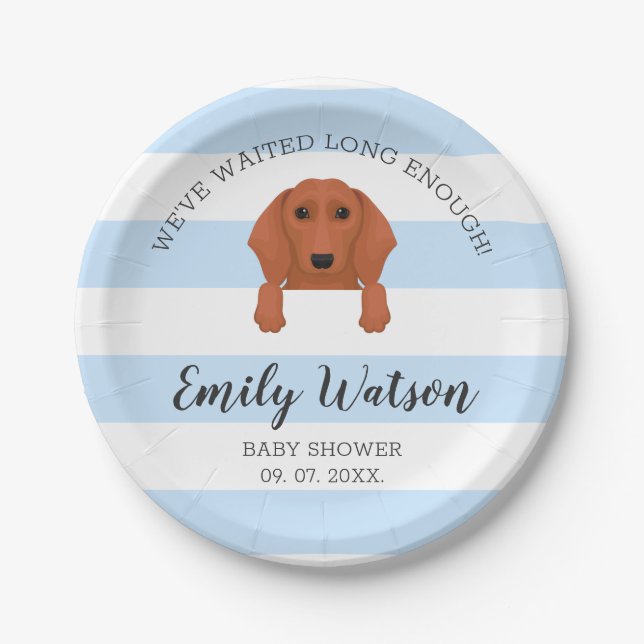 Assiettes En Carton Plaque papier Baby shower Dachshund (Devant)