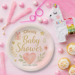 Assiettes En Carton Plaque papier Baby shower personnalisée - Aquarell