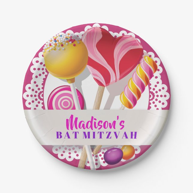 Assiettes En Carton Plaque papier Bat mitzvah CANDY STORE (Devant)