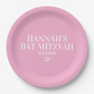 Assiettes En Carton Plaque papier Bat mitzvah personnalisée
