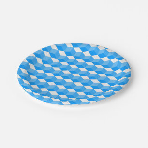 Assiettes En Carton Plaque papier - Blocs bleus en trois dimensions