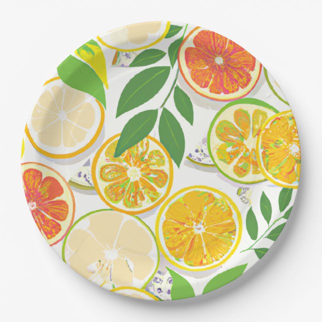 Assiettes En Carton Plaque papier - Boho Citrus Slices (Devant)