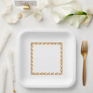 Assiettes En Carton Plaque papier - Bordure de Feuilles en fer d'angle