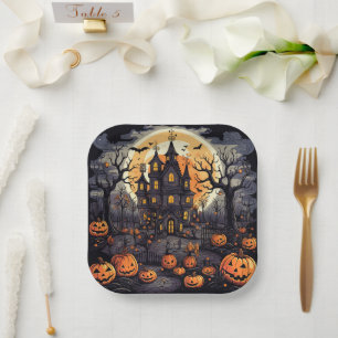 Assiettes En Carton Plaque papier carré d'Halloween