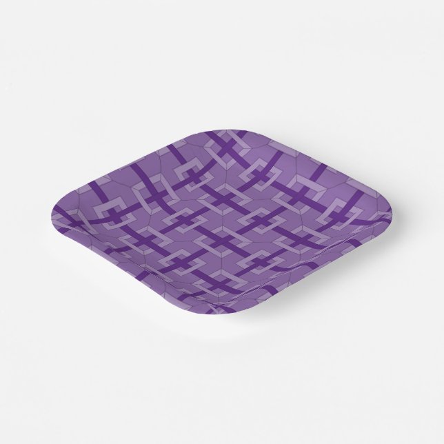 Assiettes En Carton Plaque papier - Carrés entrelacés (Angulaire)