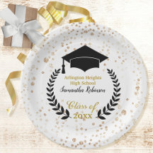 Plaque papier Casquette noir et Laurel Graduation