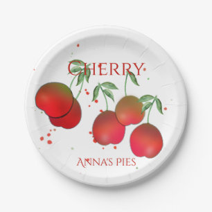 Assiettes En Carton Plaque papier cerise tiges