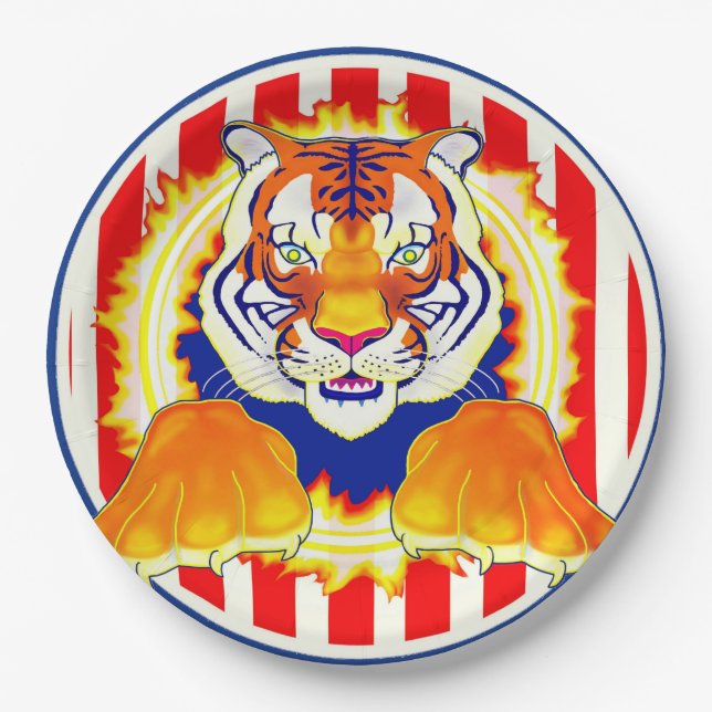 Assiettes En Carton Plaque papier Circus Tiger (Devant)