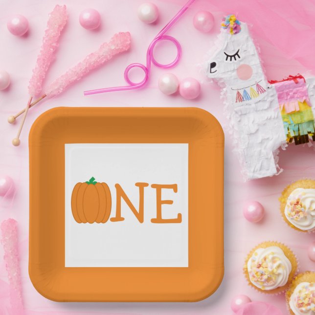 Assiettes En Carton Plaque papier citrouille 1er anniversaire (Fête)