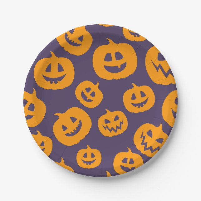 Assiettes En Carton Plaque papier Citrouille Halloween (Devant)