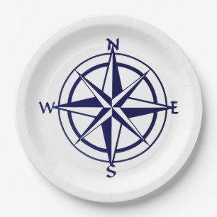 Assiettes En Carton Plaque papier - Compass nautique
