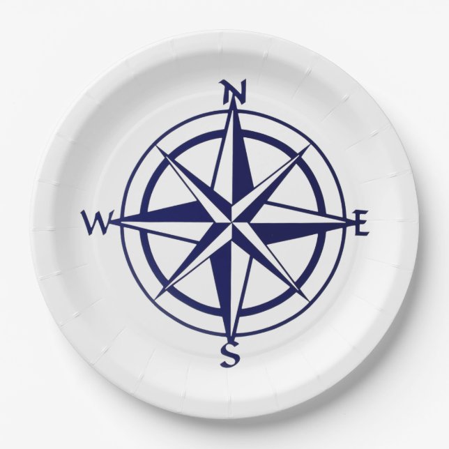Assiettes En Carton Plaque papier - Compass nautique (Devant)