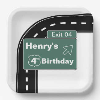 Assiettes En Carton Plaque papier d'anniversaire Interstate 9" Carré