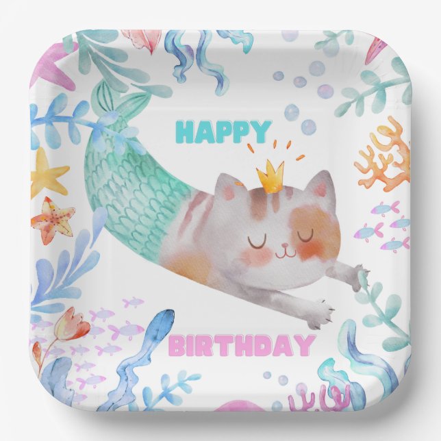 Assiettes En Carton Plaque Papier d'anniversaire PurrMaid (Recto)