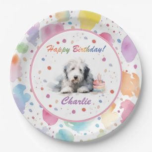 Assiettes En Carton Plaque papier d'aquarelle pour chien de mouton ang