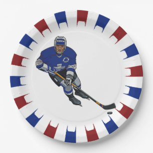Assiettes En Carton Plaque papier de conception de hockey patriotique