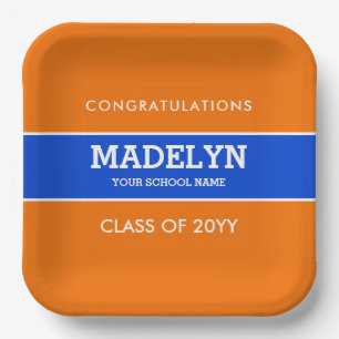 Assiettes En Carton Plaque papier de graduation personnalisée orange 