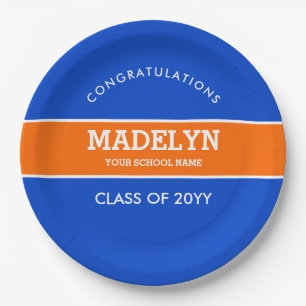 Assiettes En Carton Plaque papier de graduation personnalisée orange 