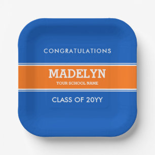 Assiettes En Carton Plaque papier de graduation personnalisée orange e