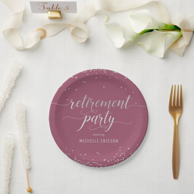 Assiettes En Carton Plaque Papier de la Partie de retraite Élégant Arg (Mariage)
