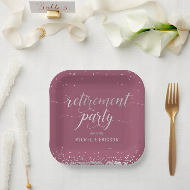 Assiettes En Carton Plaque Papier de la Partie de retraite Élégant Arg (Mariage)