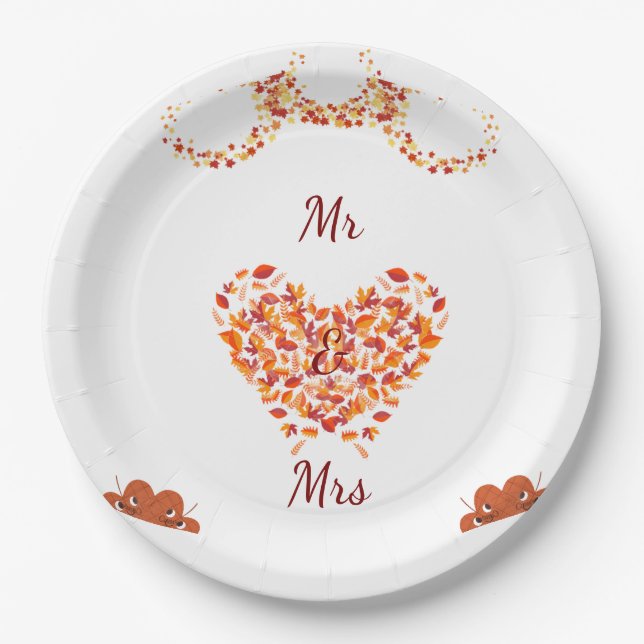 Assiettes En Carton Plaque papier de l'amour d'automne (Devant)