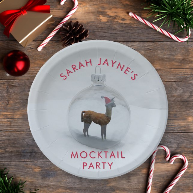 Assiettes En Carton Plaque papier de Noël Llama Party (For mocktail parties and christmas fun. Just add your name)