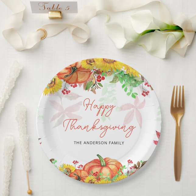 Assiettes En Carton Plaque papier de Thanksgiving citrouille (Mariage)