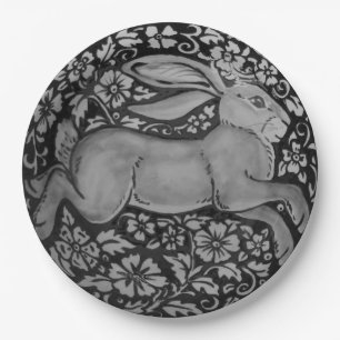 Assiettes En Carton Plaque papier design noir et blanc Rabbit