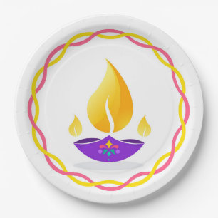 Assiettes En Carton Plaque papier Diwali Diya