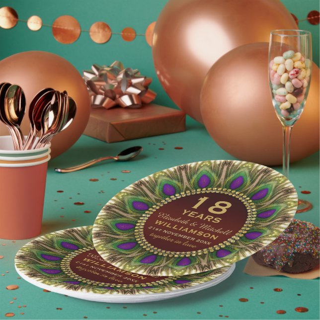Assiettes En Carton Plaque papier du 18e anniversaire | Plumes de paqu (Multi)