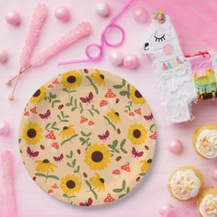 Assiettes En Carton Plaque papier du jardin de tournesol