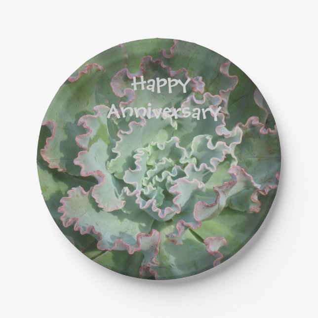 Assiettes En Carton Plaque papier Echeveria Anniversaire (Devant)