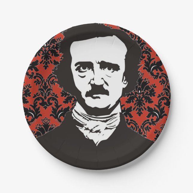 Assiettes En Carton Plaque papier Edgar Allan Poe (Devant)