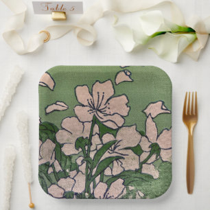 Assiettes En Carton Plaque papier en cascade rose en fleurs