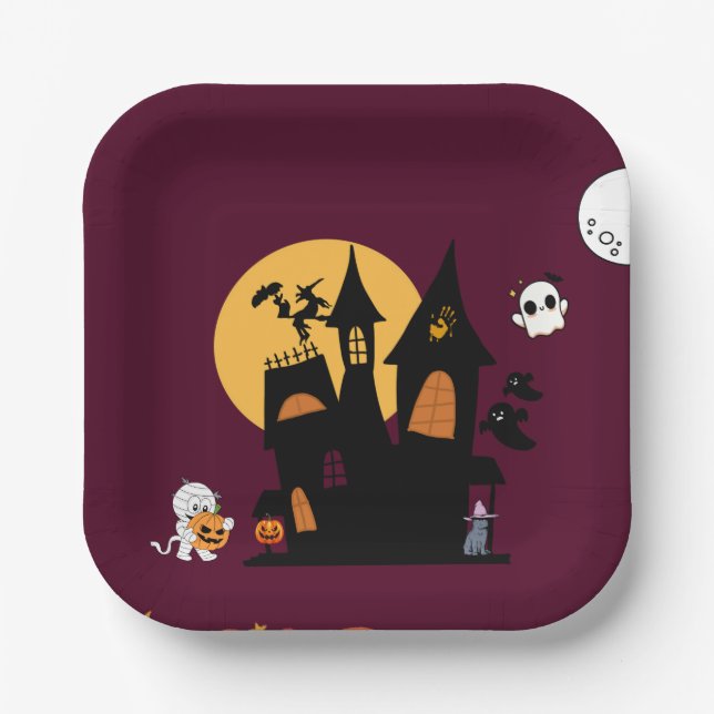 Assiettes En Carton plaque papier halloween (Recto)